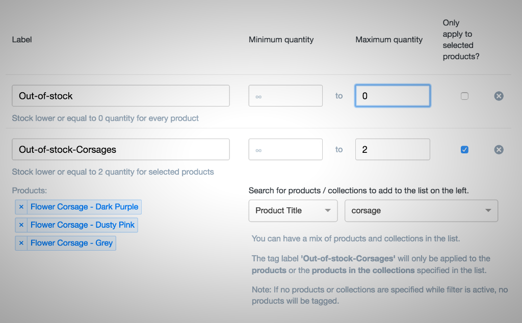 Introducing product filter for tag rules